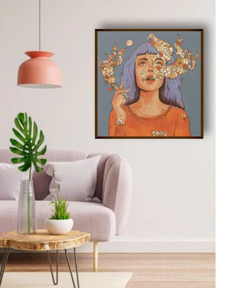 "Multi-Coloured Abstract Painting Framed Wall Art''