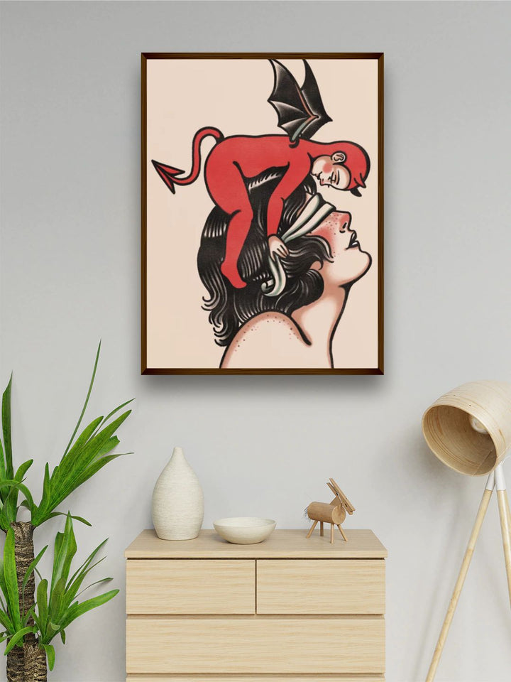 "Pink & Red Abstract Printed Wall Art''