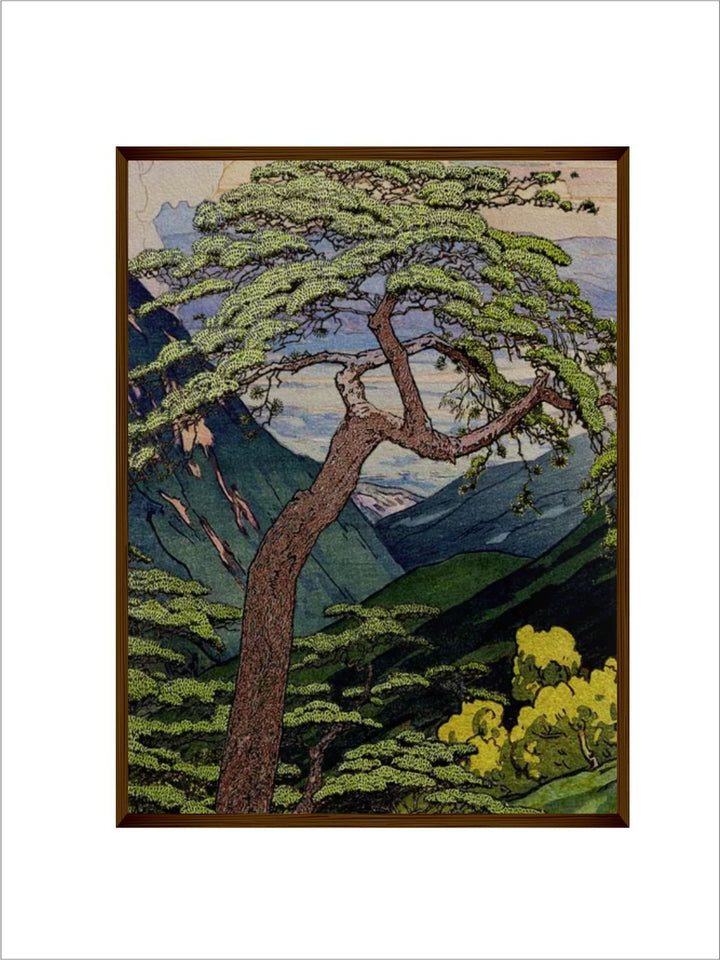 "Green & Blue Printed Framed Painting Wall Art''