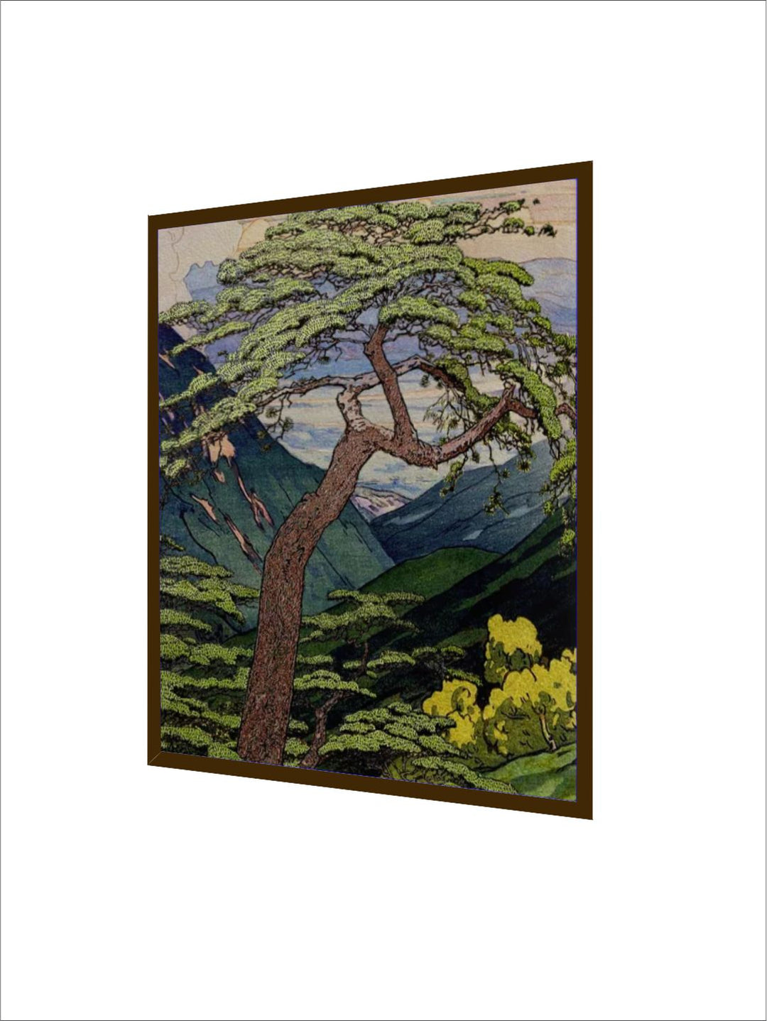 "Green & Blue Printed Framed Painting Wall Art''