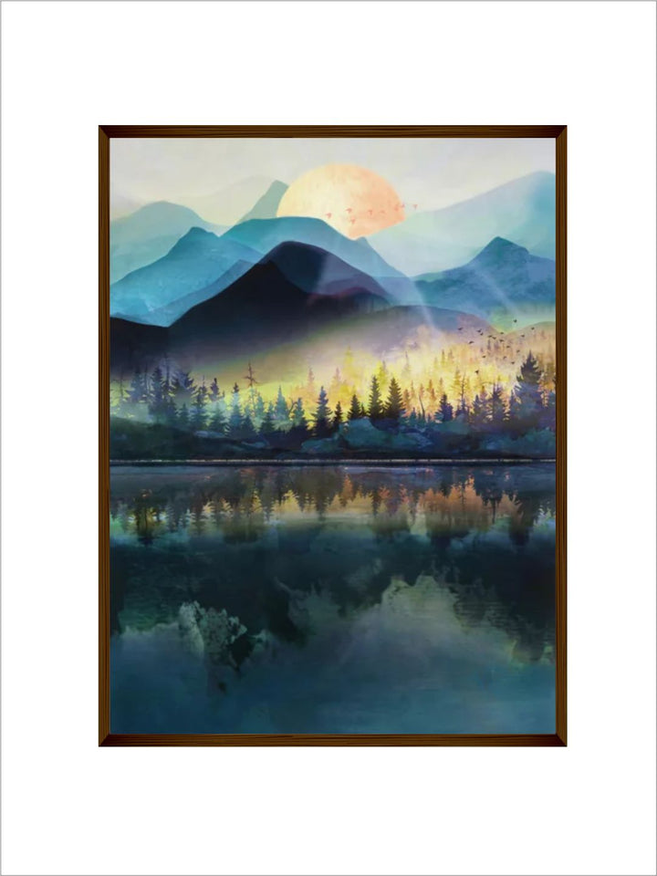 Mystical Mountain Lake Reflection - Sunrise Canvas Painting