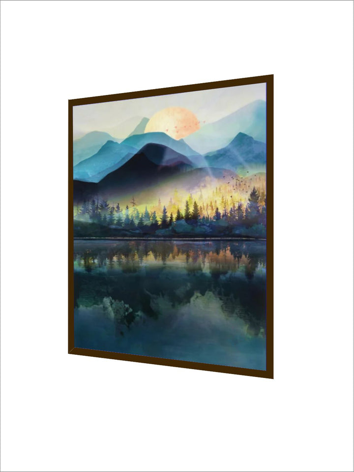 Mystical Mountain Lake Reflection - Sunrise Canvas Painting