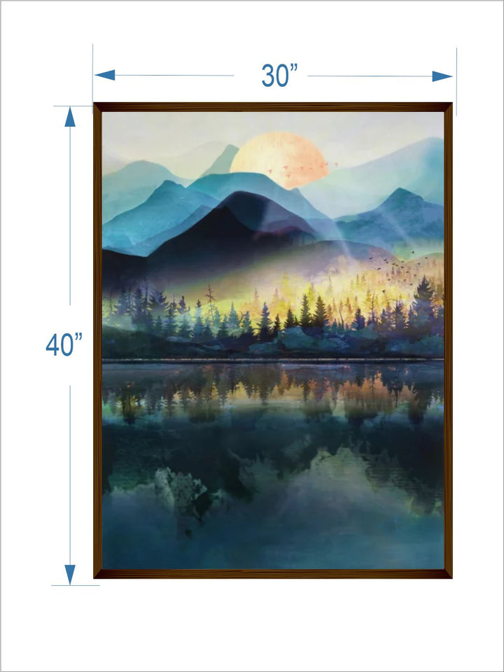 Mystical Mountain Lake Reflection - Sunrise Canvas Painting