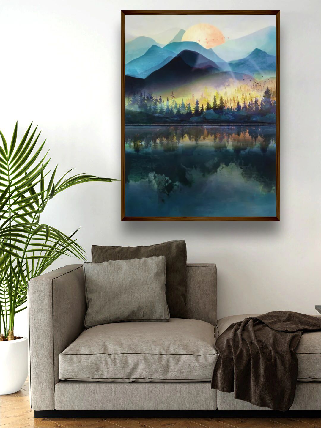 Mystical Mountain Lake Reflection - Sunrise Canvas Painting