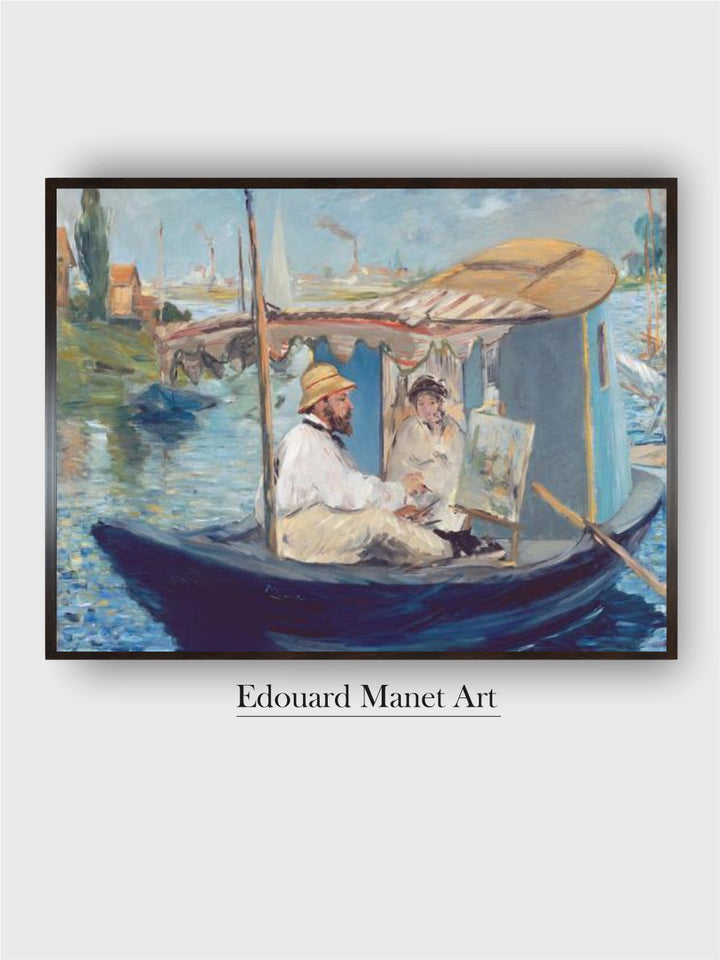 The Boat, (Claude Monet in His Floating Studio), 1874 by Edouard Manet