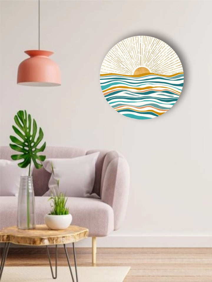 "Gold & Blue Abstract Painting Wall Art''