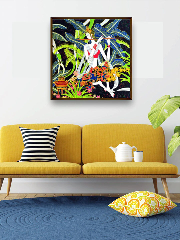 "Blue & Green Abstract Framed Wall Painting''