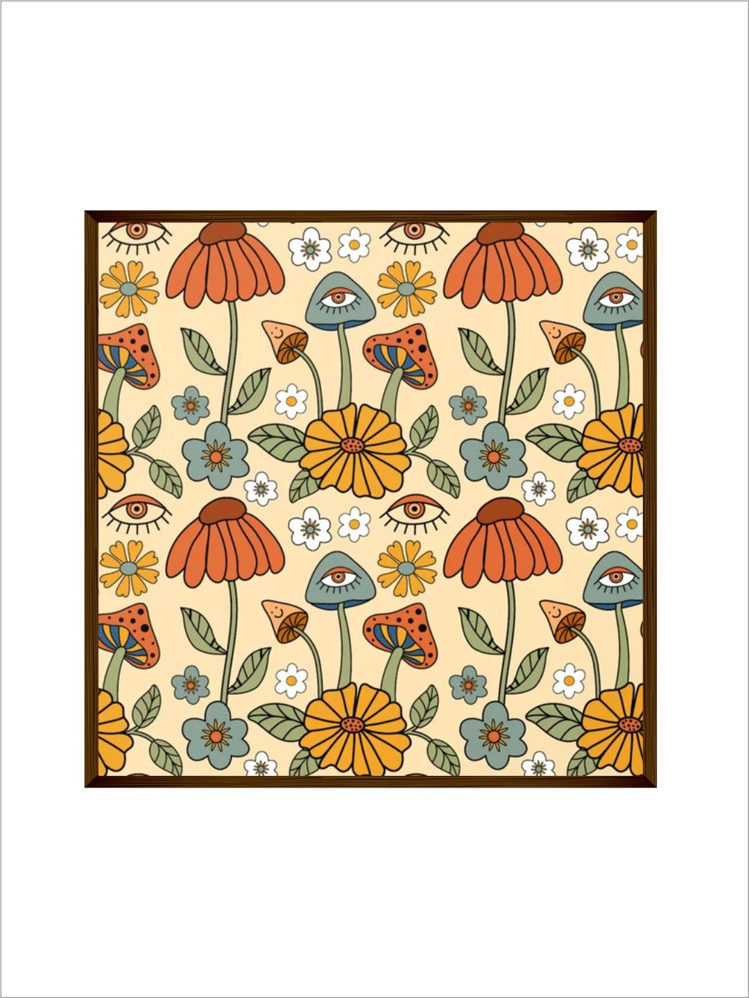 "Beige & Orange Abstract Printed Canvas Painting Wall Art''