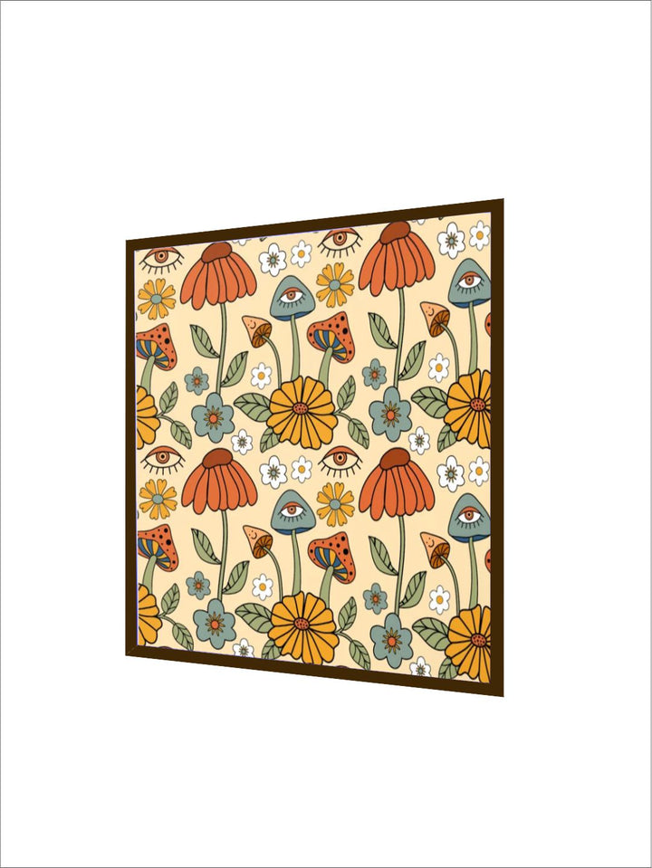 "Beige & Orange Abstract Printed Canvas Painting Wall Art''