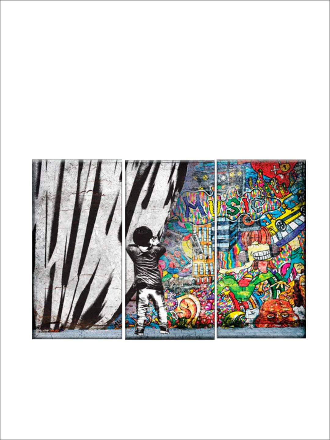 "Set Of 3 Multi-Colored Abstract Painting Frame Wall Art''