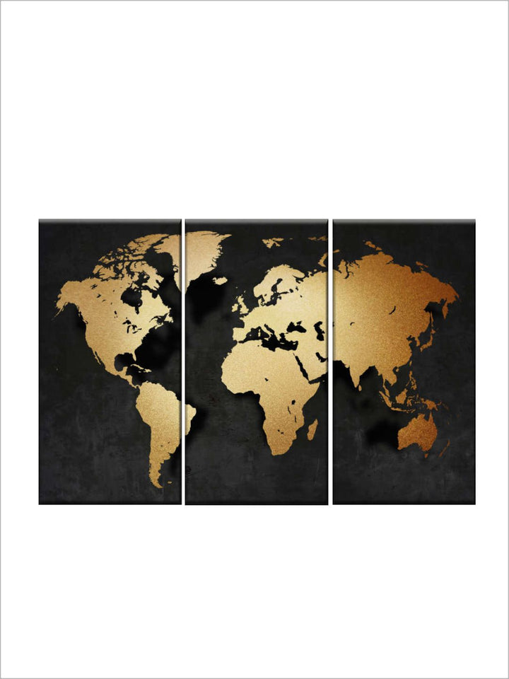 "3D World Map Painting Framed Wall Art''