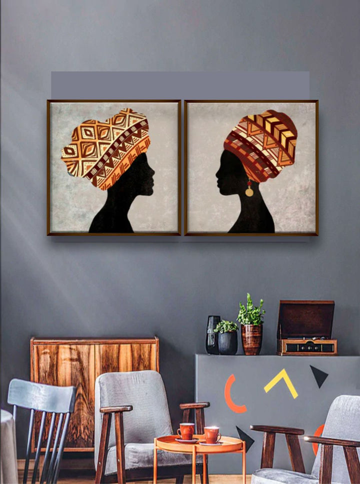 "Set Of 2 Brown Abstract Painting Wall Art''