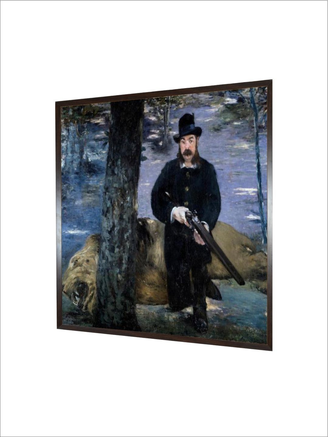 Monsieur Pertuiset A Hunter Posing near a Lion His Hunting Trophee. Painting by Edouard Manet
