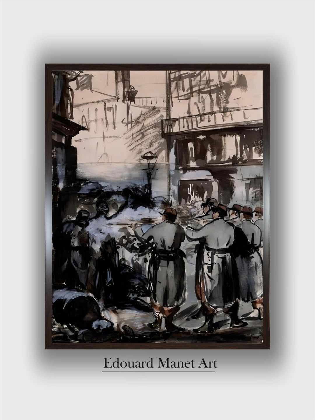 Town of 1871: “” the Barricade”” drawing by Edouard Manet (1832-1883) by Edouard Manet