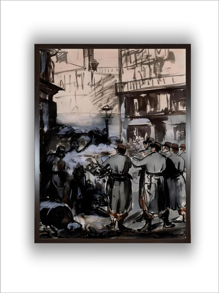 Town of 1871: “” the Barricade”” drawing by Edouard Manet (1832-1883) by Edouard Manet