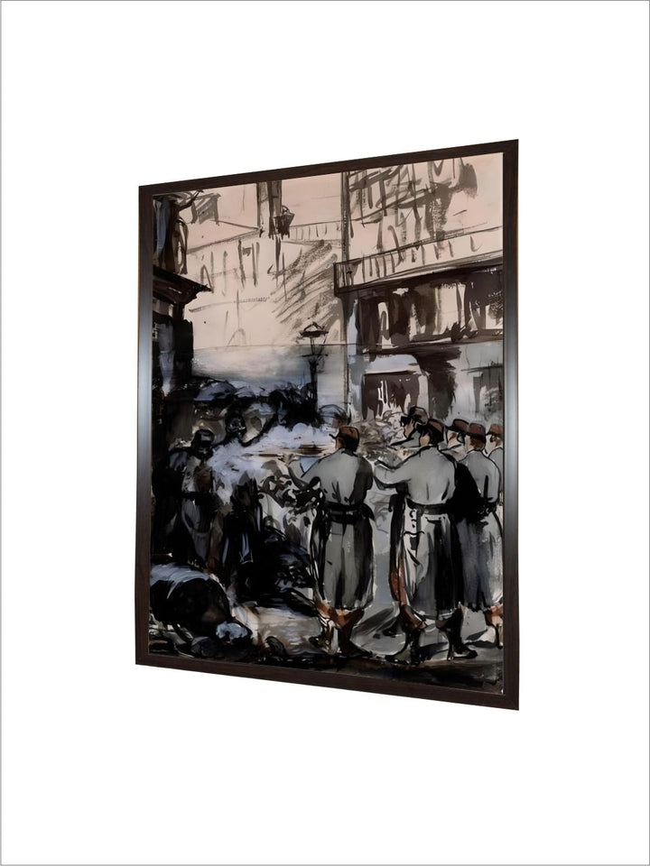 Town of 1871: “” the Barricade”” drawing by Edouard Manet (1832-1883) by Edouard Manet