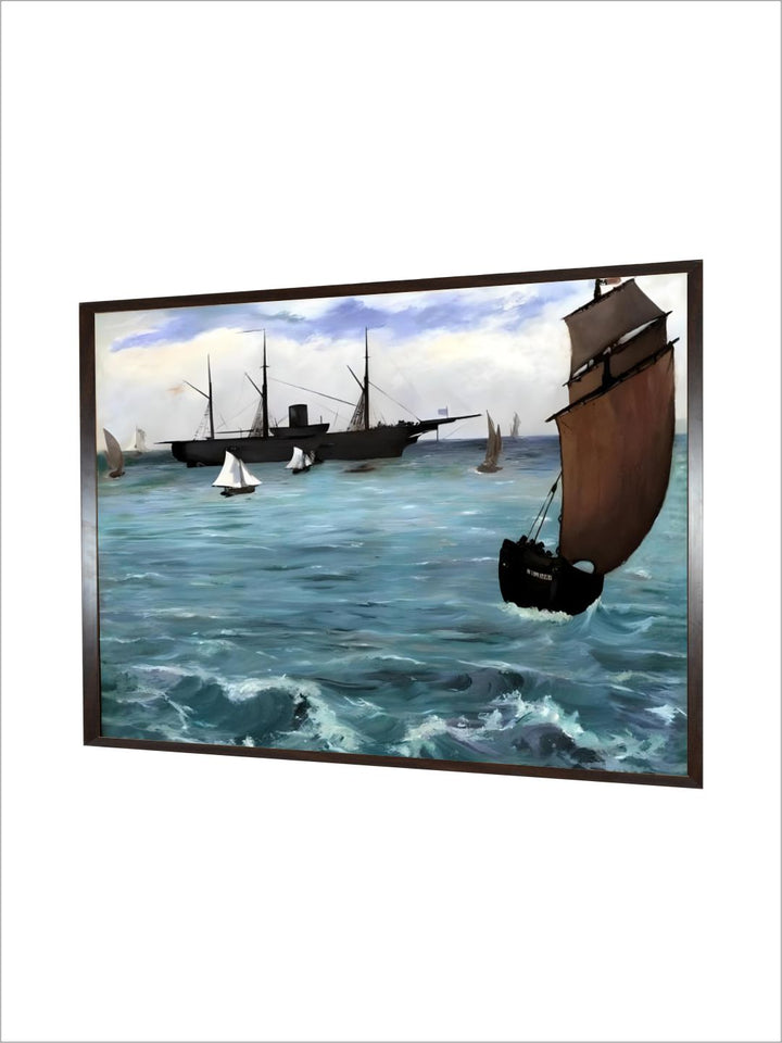 The American Ship Kearsarge Has Boulogne Sur Mer Painting by Edouard Manet
