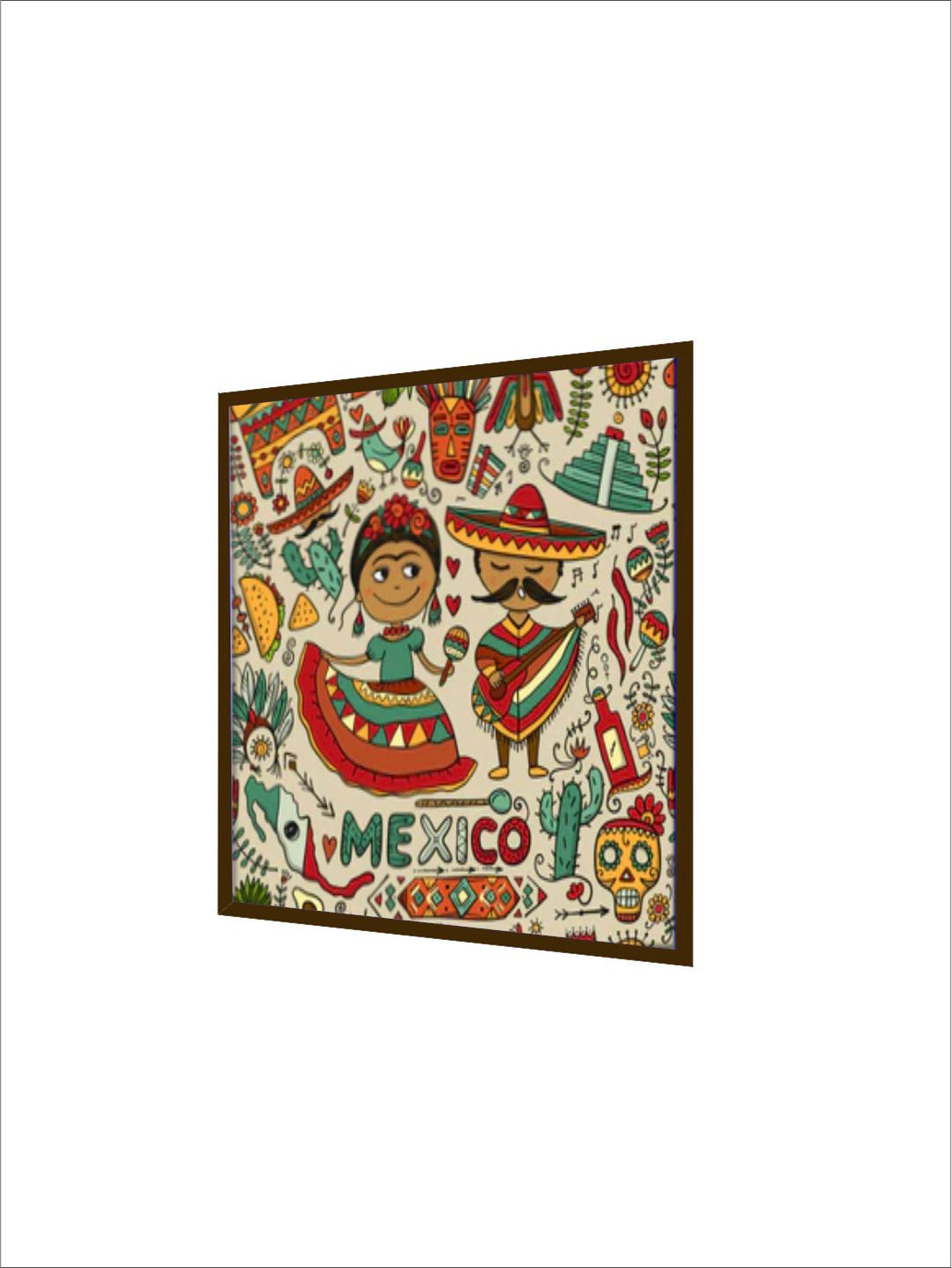 "Red & Green Abstract Printed Canvas Painting Wall Art''