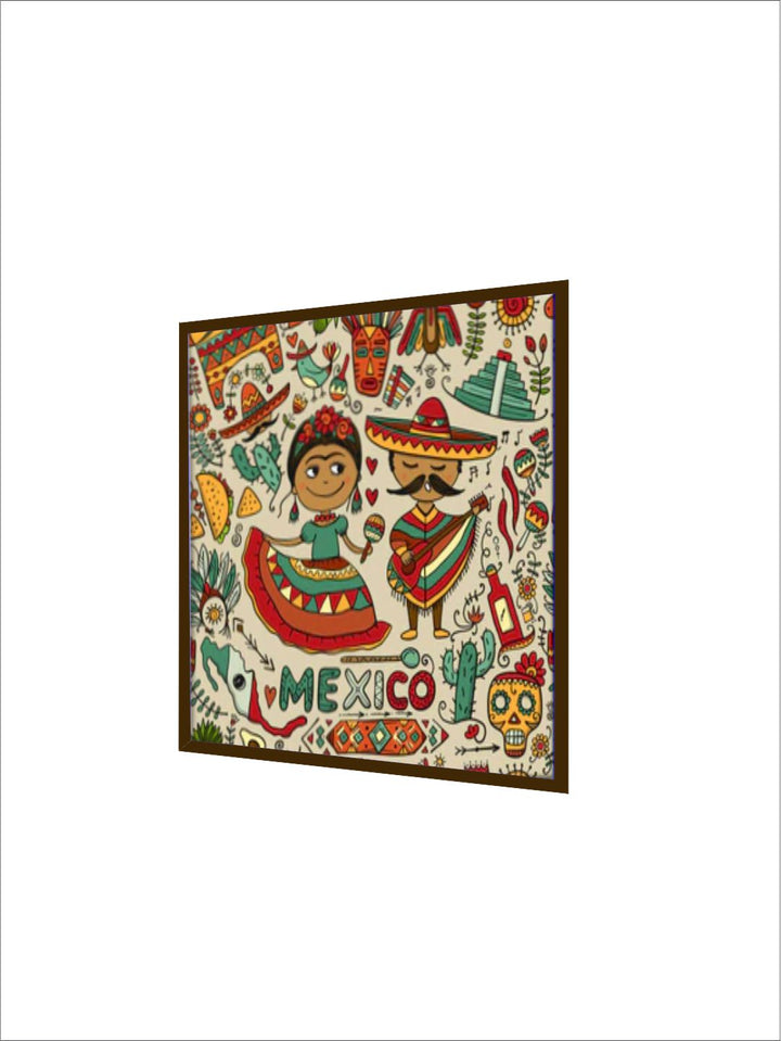 "Red & Green Abstract Printed Canvas Painting Wall Art''