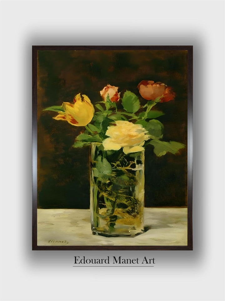 Rose and Tulip. Oil on canvas (1882) 56 by Edouard Manet