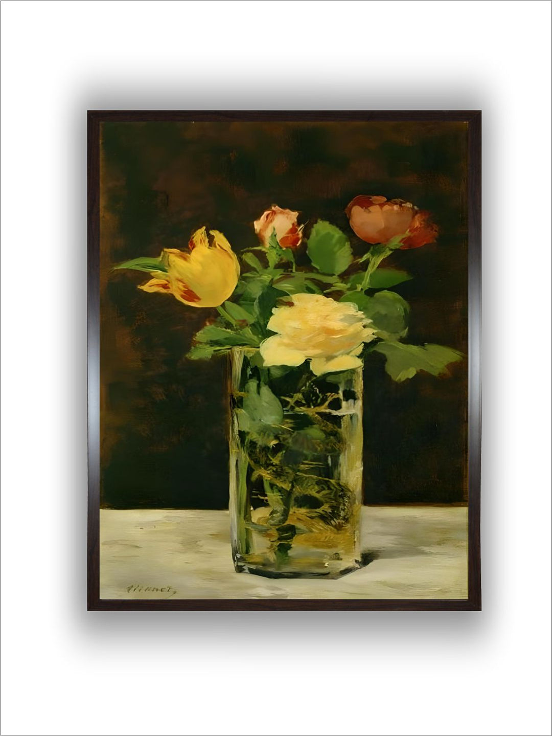 Rose and Tulip. Oil on canvas (1882) 56 by Edouard Manet