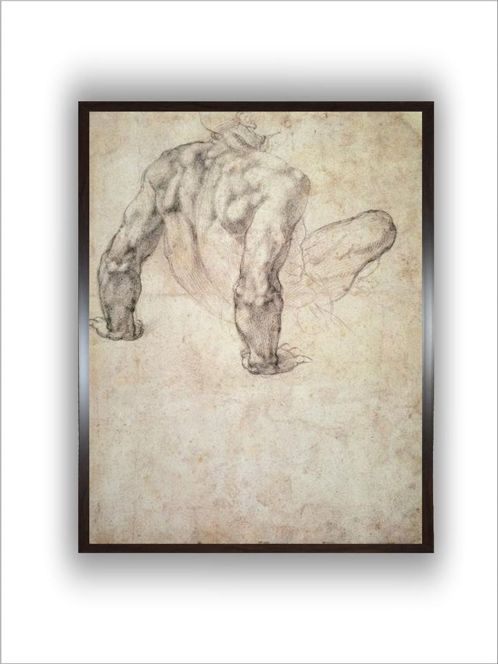 W.63R Study of a Male Nude, Leaning Back on His Hands by Michelangelo Buonarroti