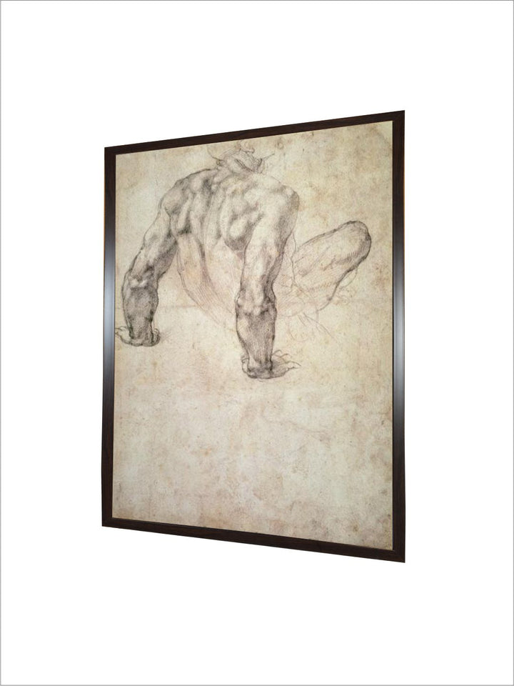 W.63R Study of a Male Nude, Leaning Back on His Hands by Michelangelo Buonarroti