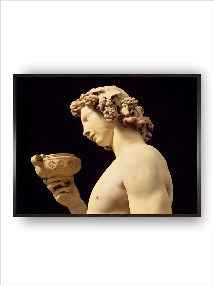 The drunkenness of Bacchus, detail of His Head, Sculpture by Michelangelo Buonarroti