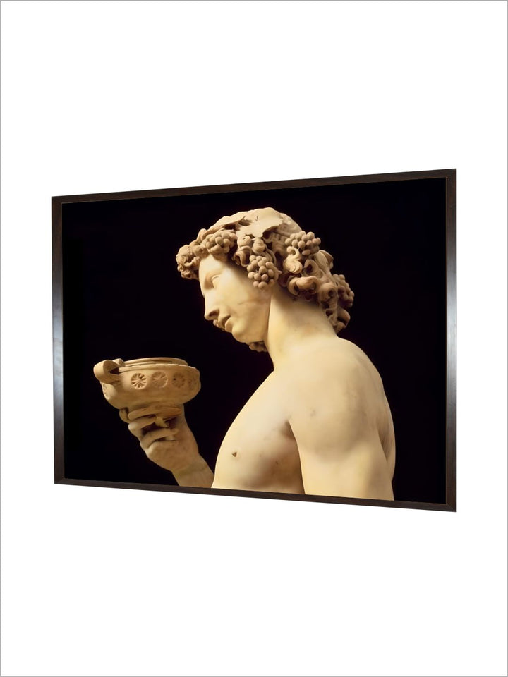 The drunkenness of Bacchus, detail of His Head, Sculpture by Michelangelo Buonarroti