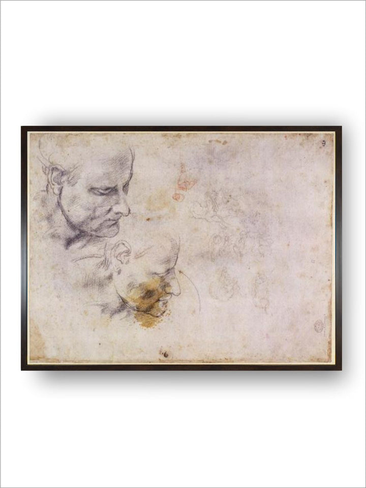 W.60 Sketch of a Male Head, in Two Positions by Michelangelo Buonarroti