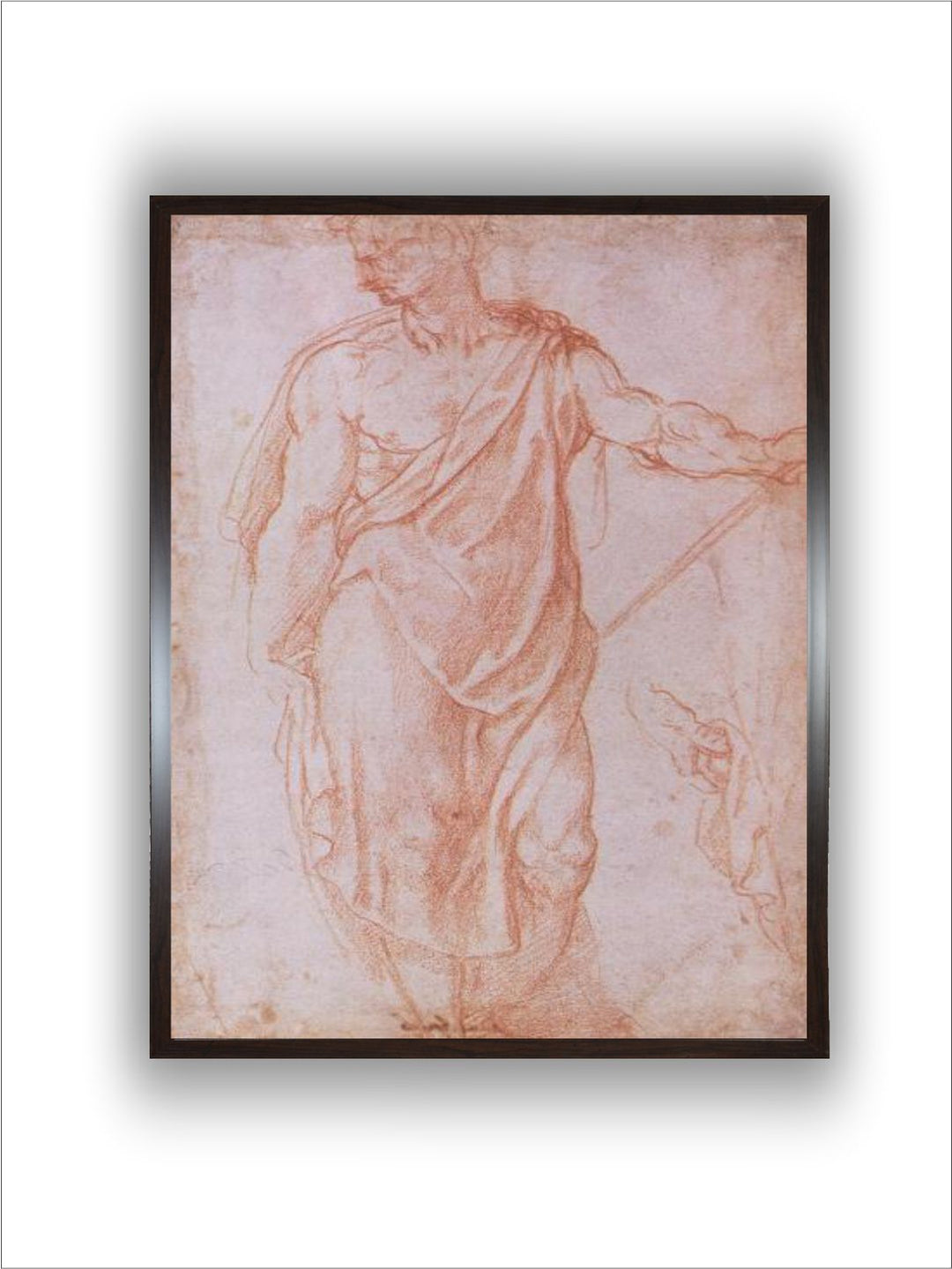 Sketch of a Man Holding a Staff and a Study of a Hand by Michelangelo Buonarroti