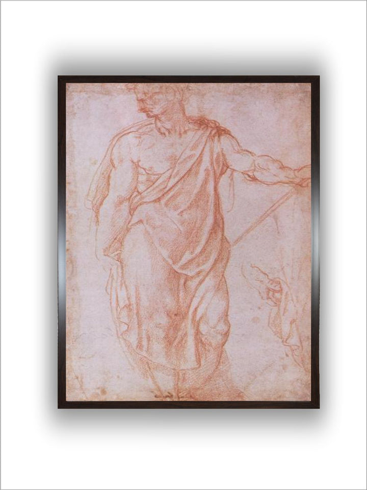 Sketch of a Man Holding a Staff and a Study of a Hand by Michelangelo Buonarroti