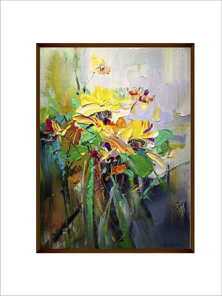 " Yellow & Green Abstract Wall Art''