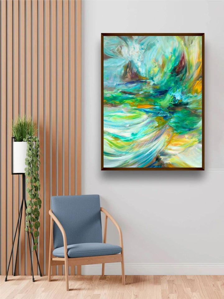"   Multi-Coloured Abstract Framed Wall Painting''