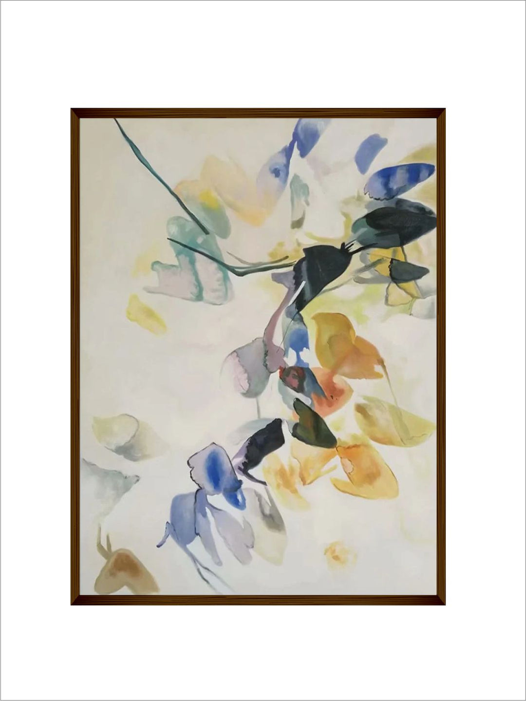 "   White & Blue Abstract Wall Paintings''