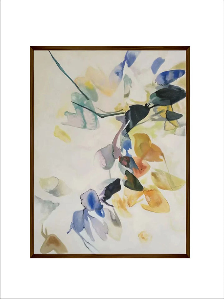 "   White & Blue Abstract Wall Paintings''