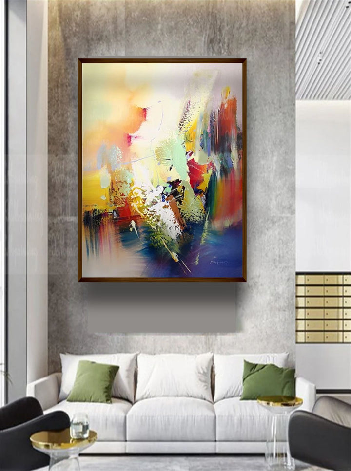 "  Yellow & Blue Abstract Wall Art''