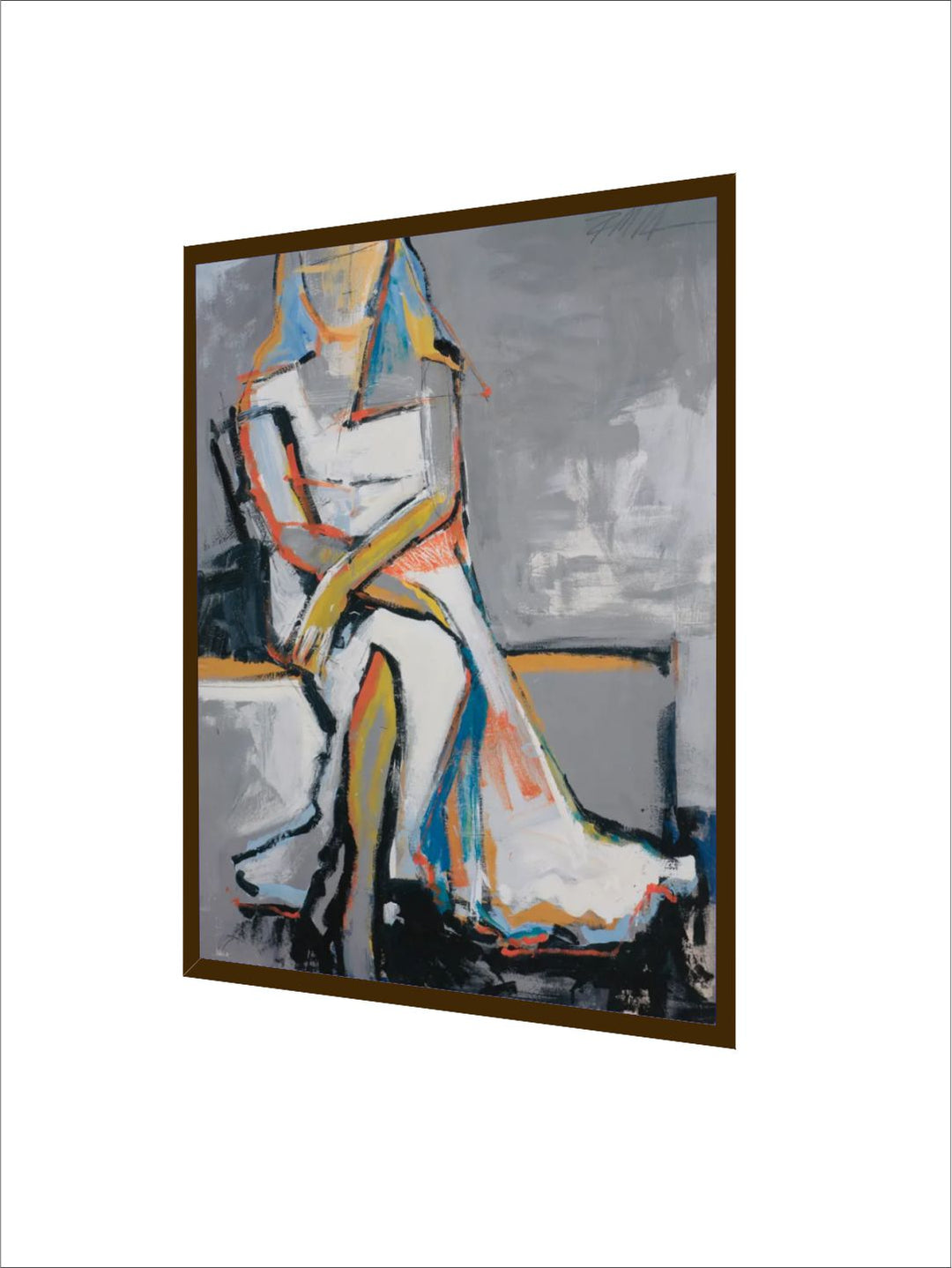 "   Grey & Blue Abstract Wall Paintings''