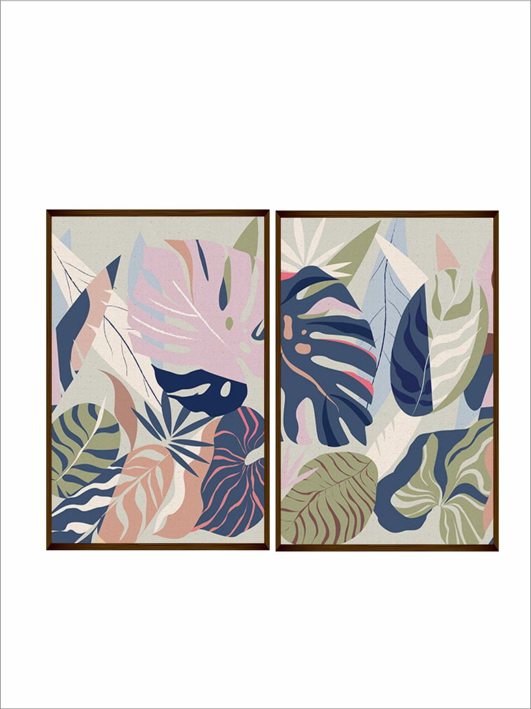 "  Set Of 2 Multi-Colored Abstract Canvas Painting Frame Wall Art''