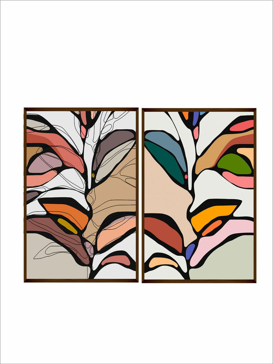 "    Set Of 2 Multi-Coloured Abstract Framed Wall Painting ''