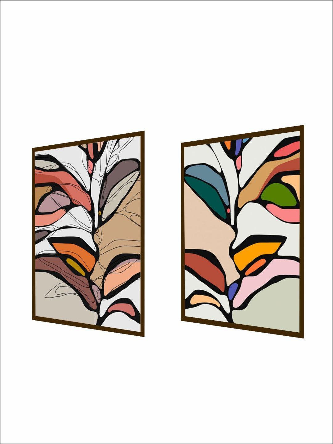"    Set Of 2 Multi-Coloured Abstract Framed Wall Painting ''