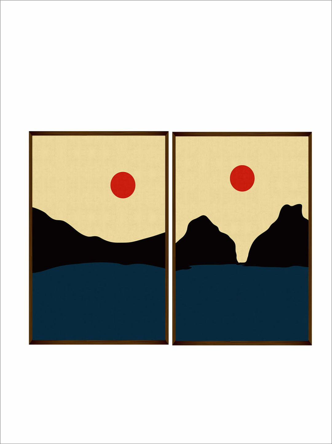 "      Set of 2  Yellow & Blue Abstract Wood Wall Art''