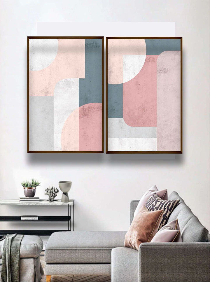 "   Set of 2 Abstract Wood Wall Art''