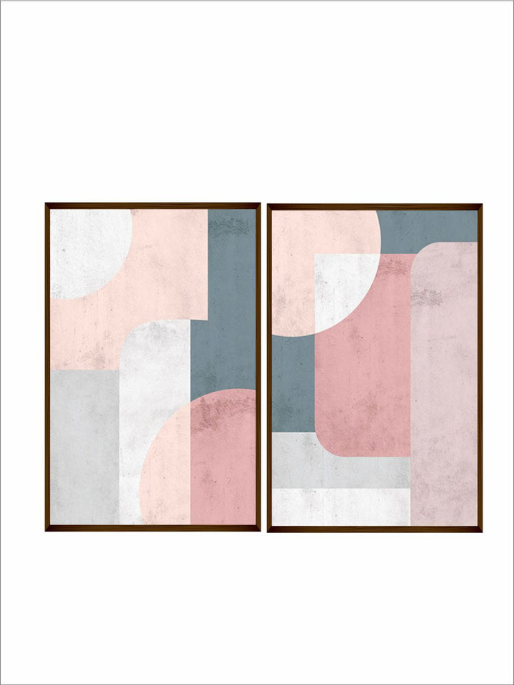 "   Set of 2 Abstract Wood Wall Art''