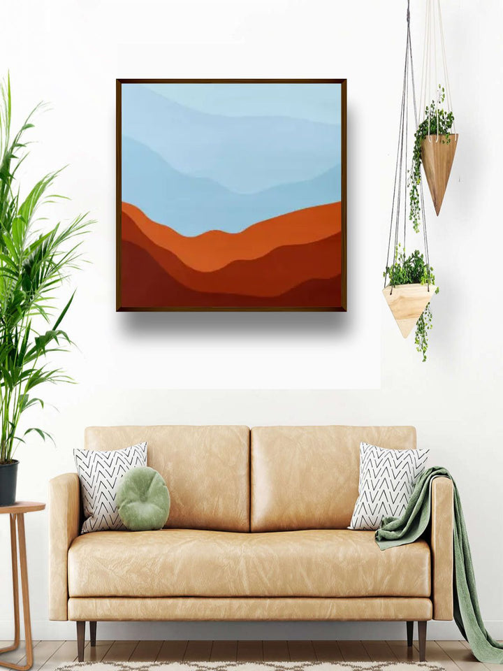 "   Blue & Red Abstract Wood Wall Art''