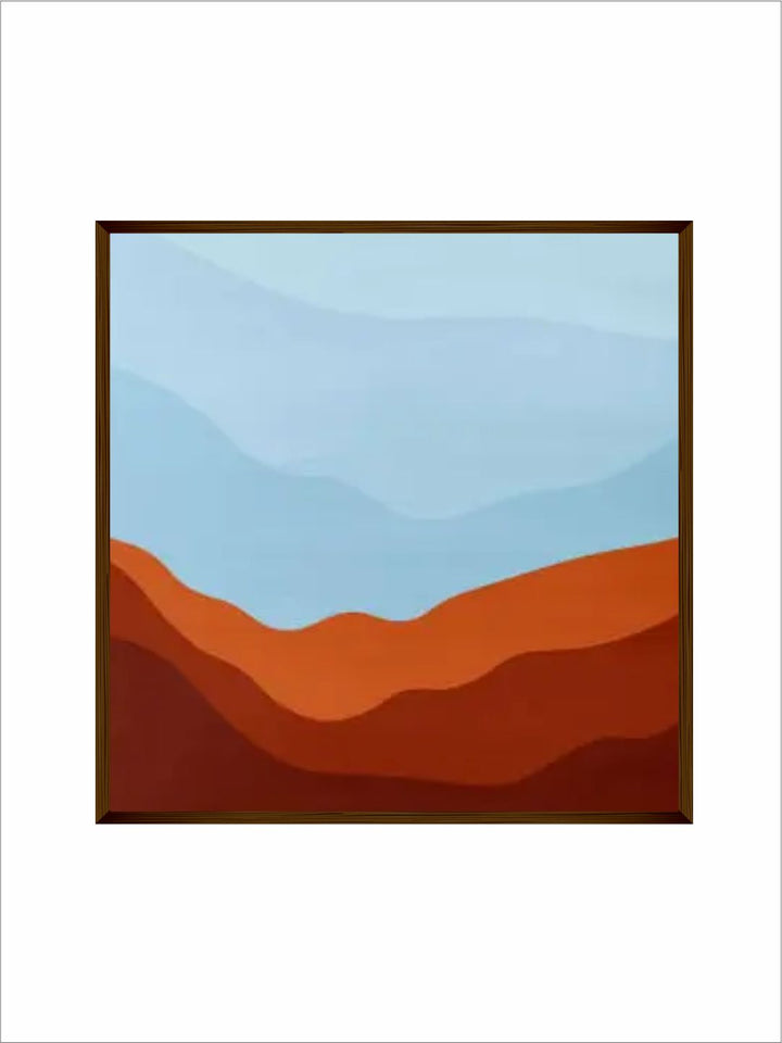 "   Blue & Red Abstract Wood Wall Art''