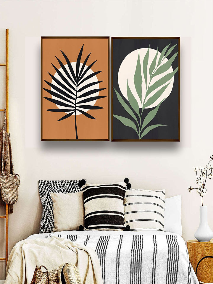 "    Set of 2 Brown & Green Abstract Wood Wall Art'' (Copy)