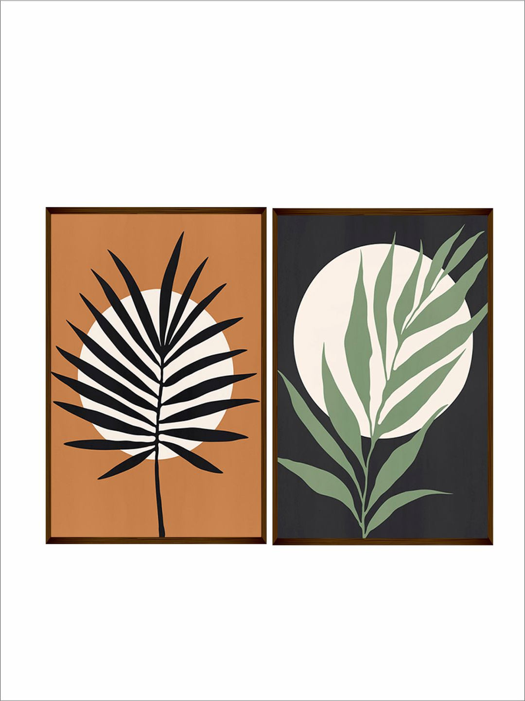 "    Set of 2 Brown & Green Abstract Wood Wall Art''