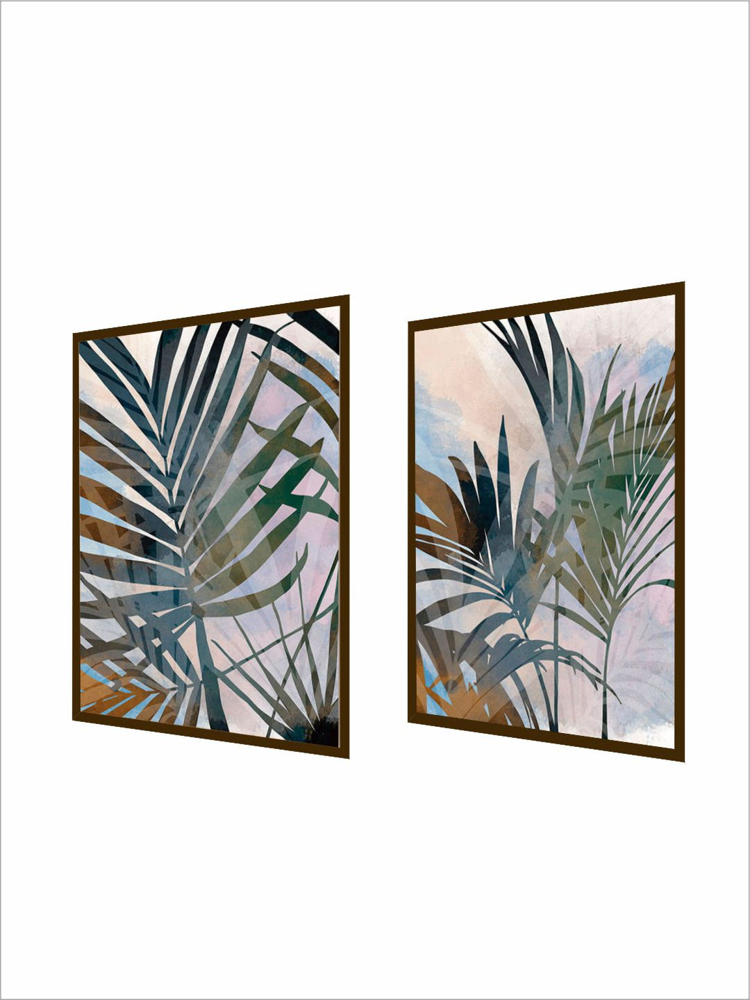 "    Brown & Green Abstract Framed Wall Painting''