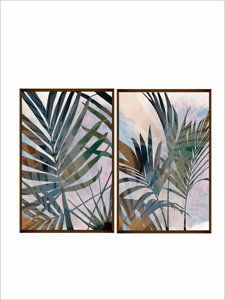 "    Brown & Green Abstract Framed Wall Painting''